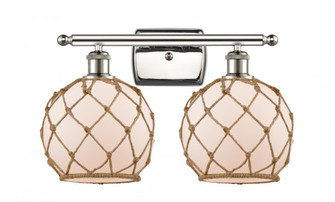 Farmhouse Rope - 2 Light - 18 inch - Polished Nickel - Bath Vanity Light (3442|516-2W-PN-G121-8RB)