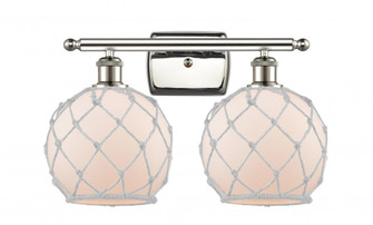 Farmhouse Rope - 2 Light - 18 inch - Polished Nickel - Bath Vanity Light (3442|516-2W-PN-G121-8RW-LED)