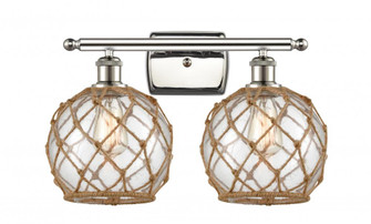 Farmhouse Rope - 2 Light - 18 inch - Polished Nickel - Bath Vanity Light (3442|516-2W-PN-G122-8RB-LED)
