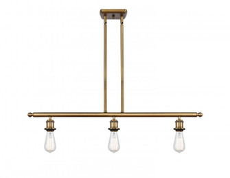 Bare Bulb - 3 Light - 36 inch - Brushed Brass - Stem hung - Island Light (3442|516-3I-BB-LED)