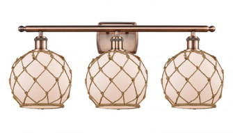 Farmhouse Rope - 3 Light - 28 inch - Antique Copper - Bath Vanity Light (3442|516-3W-AC-G121-8RB)