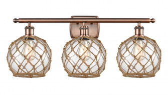 Farmhouse Rope - 3 Light - 28 inch - Antique Copper - Bath Vanity Light (3442|516-3W-AC-G122-8RB)