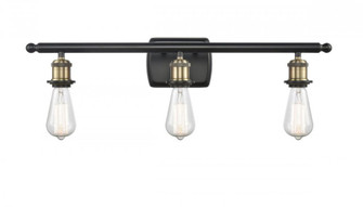 Bare Bulb - 3 Light - 26 inch - Black Antique Brass - Bath Vanity Light (3442|516-3W-BAB-LED)