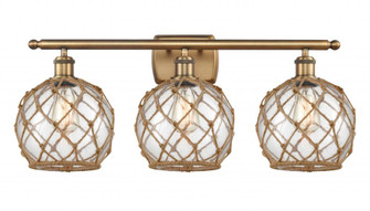 Farmhouse Rope - 3 Light - 28 inch - Brushed Brass - Bath Vanity Light (3442|516-3W-BB-G122-8RB-LED)