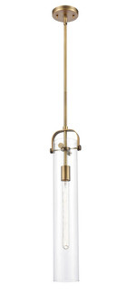 Pilaster - 1 Light - 4 inch Glass - Brushed Brass - Stem hung - Mini Pendant (3442|413-1S-BB-4CL-LED)