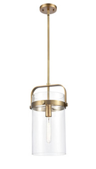Pilaster - 1 Light - 8 inch Glass - Brushed Brass - Stem hung - Mini Pendant (3442|413-1S-BB-8CL-LED)