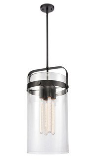 Pilaster - 4 Light - 12 inch glass - Matte Black - Stem hung - Pendant (3442|413-4S-BK-12CL-LED)
