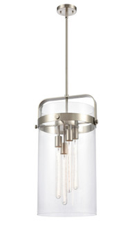 Pilaster - 4 Light - 12 inch glass - Brushed Satin Nickel - Stem hung - Pendant (3442|413-4S-SN-12CL-LED)