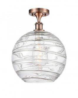Athens Deco Swirl - 1 Light - 12 inch - Antique Copper - Semi-Flush Mount (3442|516-1C-AC-G1213-12-LED)