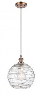 Athens Deco Swirl - 1 Light - 10 inch - Antique Copper - Cord hung - Mini Pendant (3442|516-1P-AC-G1213-10)