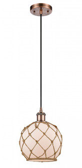 Farmhouse Rope - 1 Light - 8 inch - Antique Copper - Cord hung - Mini Pendant (3442|516-1P-AC-G121-8RB)