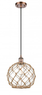 Farmhouse Rope - 1 Light - 10 inch - Antique Copper - Cord hung - Mini Pendant (3442|516-1P-AC-G122-10RB)