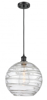 Athens Deco Swirl - 1 Light - 12 inch - Matte Black - Cord hung - Mini Pendant (3442|516-1P-BK-G1213-12-LED)