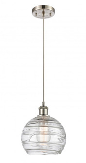 Athens Deco Swirl - 1 Light - 8 inch - Brushed Satin Nickel - Cord hung - Mini Pendant (3442|516-1P-SN-G1213-8)