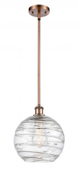 Athens Deco Swirl - 1 Light - 10 inch - Antique Copper - Mini Pendant (3442|516-1S-AC-G1213-10)