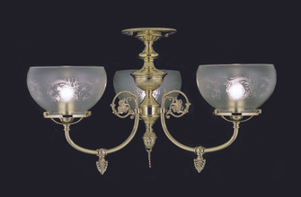 3-Light Polished Brass Chancery Flush / Semi-Flush Mount (84|7523 PB)