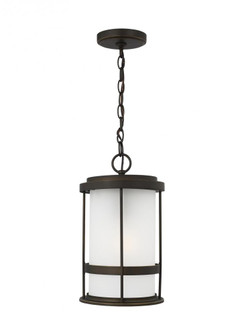 Wilburn modern 1-light outdoor exterior ceiling hanging pendant lantern in antique bronze finish wit (38|6290901-71)