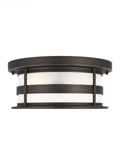 Wilburn modern 2-light LED outdoor exterior ceiling flush mount in antique bronze finish with satin (38|7890902EN3-71)