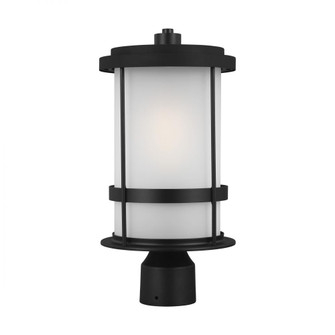 Wilburn modern 1-light outdoor exterior post lantern in black finish with satin etched glass shade (38|8290901-12)