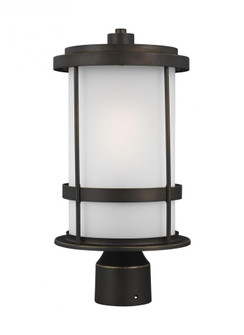 Wilburn modern 1-light outdoor exterior post lantern in antique bronze finish with satin etched glas (38|8290901-71)