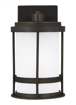 Wilburn modern 1-light LED outdoor exterior Dark Sky compliant small wall lantern sconce in antique (38|8590901DEN3-71)