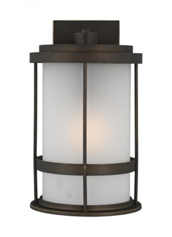 Wilburn modern 1-light LED outdoor exterior medium wall lantern sconce in antique bronze finish with (38|8690901EN3-71)