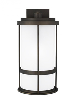 Wilburn modern 1-light outdoor exterior large wall lantern sconce in antique bronze finish with sati (38|8790901-71)