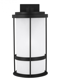Wilburn modern 1-light LED outdoor exterior Dark Sky compliant large wall lantern sconce in black fi (38|8790901DEN3-12)