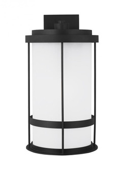 Wilburn modern 1-light outdoor exterior extra large wall lantern sconce in black finish with satin e (38|8890901-12)