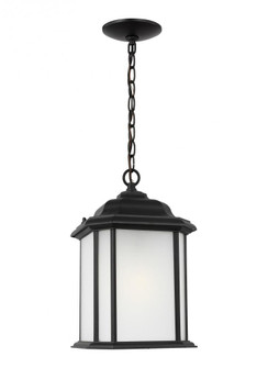 Kent traditional 1-light outdoor exterior ceiling hanging pendant in black finish with satin etched (38|60531-12)