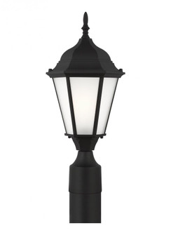 Bakersville traditional 1-light outdoor exterior post lantern in black finish with satin etched glas (38|82941-12)