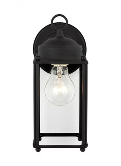 New Castle traditional 1-light outdoor exterior large wall lantern sconce in black finish with clear (38|8593-12)