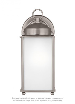 New Castle traditional 1-light outdoor exterior large wall lantern sconce in antique brushed nickel (38|8593001-965)