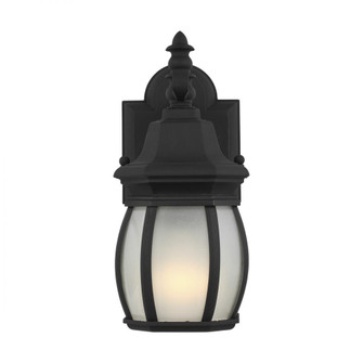 Wynfield traditional 1-light outdoor exterior small wall lantern sconce in black finish with frosted (38|89104-12)