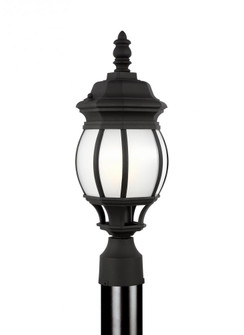 Wynfield traditional 1-light outdoor exterior small post lantern in black finish with frosted glass (38|89202-12)