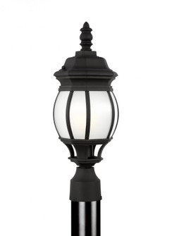 Wynfield traditional 1-light LED outdoor exterior small post lantern in black finish with frosted gl (38|89202EN3-12)