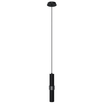 Cicada 10''H Cylinder LED Pendant in Knurled Black (4450|HF1081-BLK)