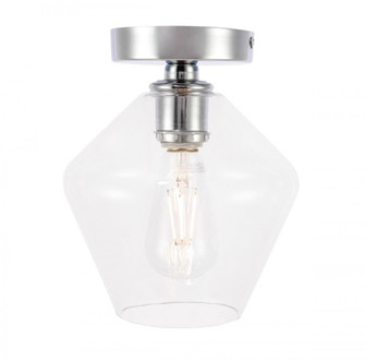 Gene 1 light Chrome and Clear glass Flush mount (758|LD2254C)
