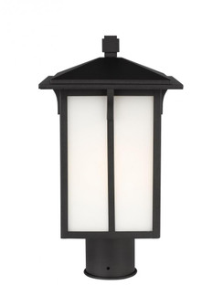 Tomek modern 1-light outdoor exterior post lantern in black finish with etched white glass panels (38|8252701-12)