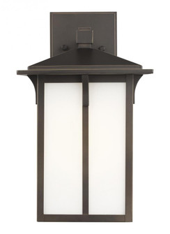 Tomek modern 1-light outdoor exterior medium wall lantern sconce in antique bronze finish with etche (38|8652701-71)