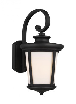 Eddington modern 1-light outdoor exterior large wall lantern sconce in black finish with cased opal (38|8719301-12)