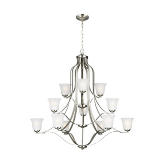 Emmons traditional 12-light indoor dimmable ceiling chandelier pendant light in brushed nickel silve (38|3139012-962)