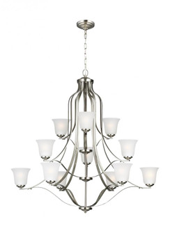 Emmons traditional 12-light indoor dimmable ceiling chandelier pendant light in brushed nickel silve (38|3139012-962)