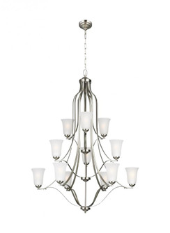 Emmons traditional 12-light LED indoor dimmable ceiling chandelier pendant light in brushed nickel s (38|3139012EN3-962)