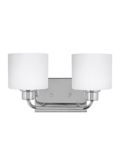 Canfield modern 2-light indoor dimmable bath vanity wall sconce in chrome silver finish with etched (38|4428802-05)