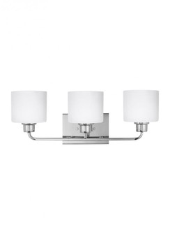 Canfield modern 3-light indoor dimmable bath vanity wall sconce in chrome silver finish with etched (38|4428803-05)