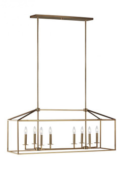 Perryton transitional 8-light indoor dimmable linear ceiling chandelier pendant light in satin brass (38|6615008-848)