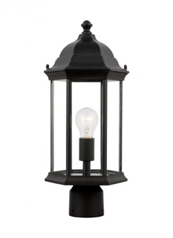 Sevier traditional 1-light outdoor exterior medium post lantern in black finish with clear glass pan (38|8238601-12)