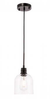 Gabe 1 light Black and Clear seeded glass pendant (758|LD6210BK)
