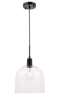 Gabe 1 light Black and Clear seeded glass pendant (758|LD6213BK)